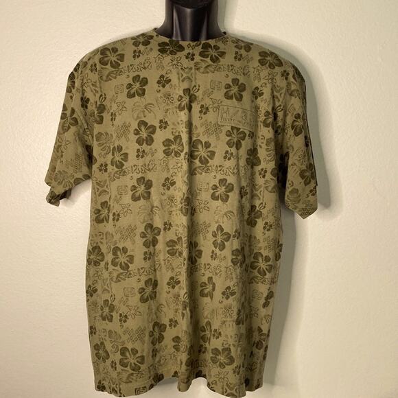Men’s Tommy Hilfigers Short Sleeve Crew Neck T-shirt khaki Green Flowers  M - Picture 1 of 12